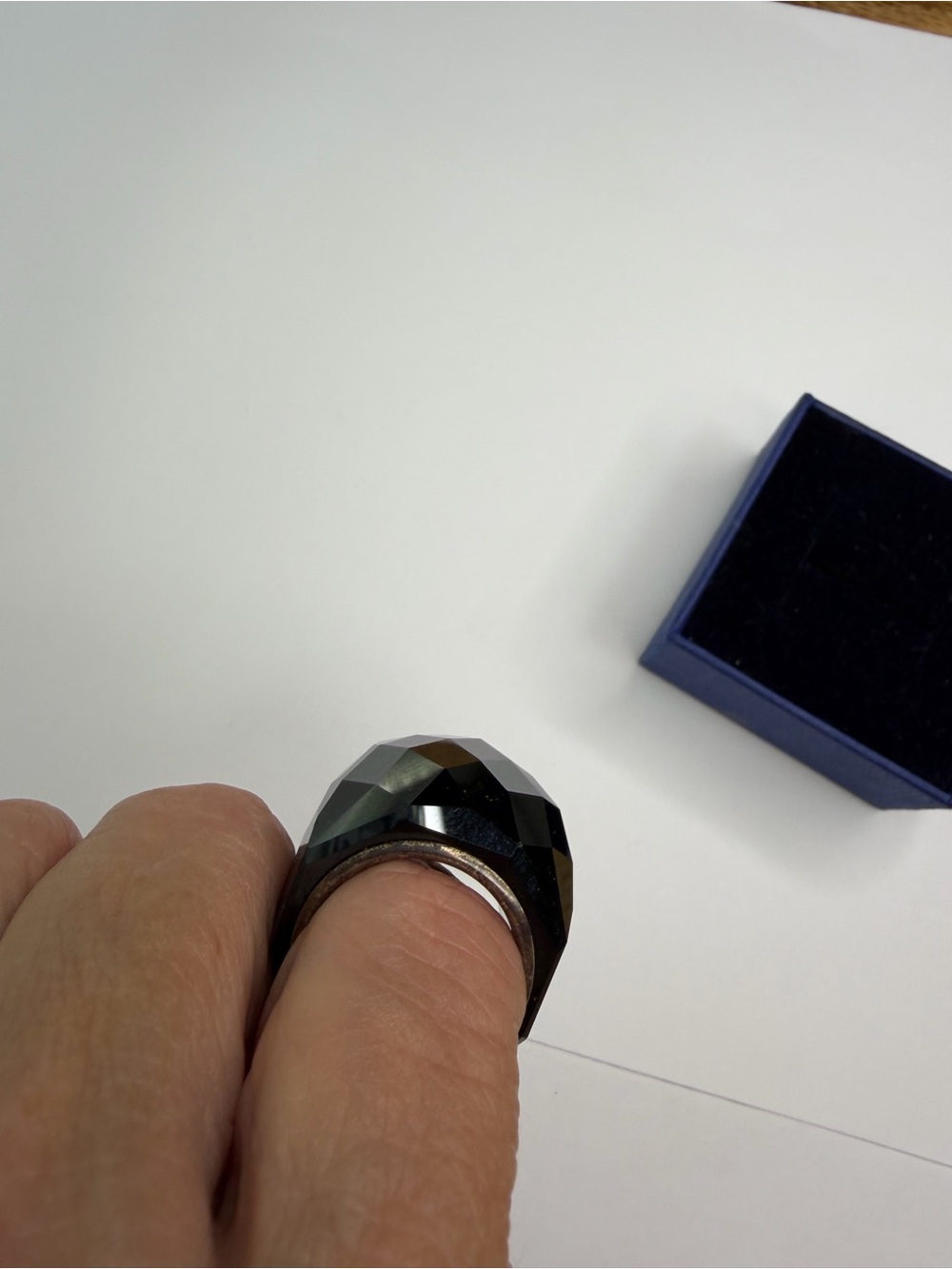 Swarovski Nirvana Ring-Black Faceted Crystal Statement Ring size 60 (8.5-9) - Picture 3 of 7